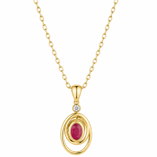 9ct Ruby & Diamond Swirl Pendant