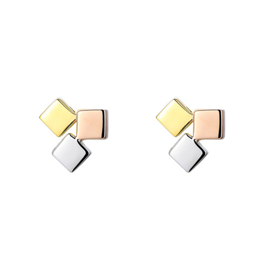 9ct Three Tone Stud Earrings