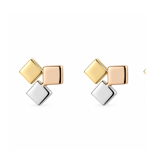 9ct Three Tone Stud Earrings