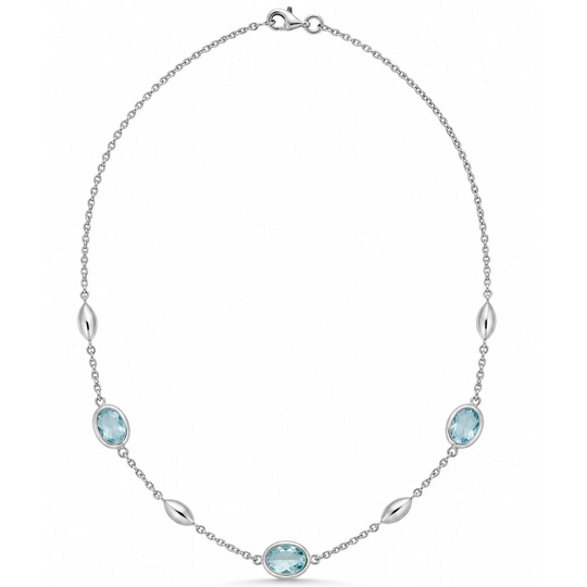 9ct White Gold Blue Topaz Necklace