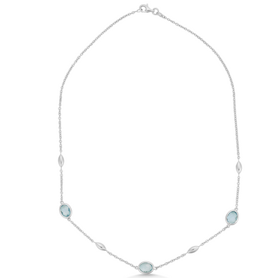 9ct White Gold Blue Topaz Necklace