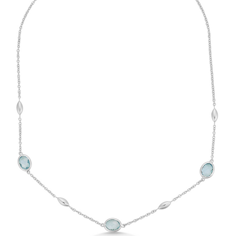 9ct White Gold Blue Topaz Necklace