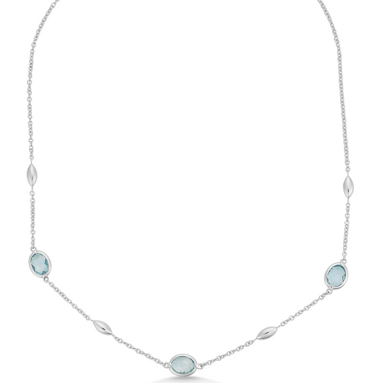 9ct White Gold Blue Topaz Necklace