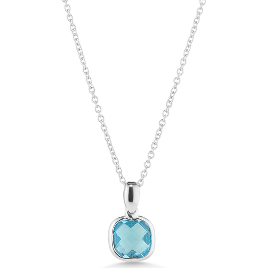 9ct White Gold Blue Topaz Pendant