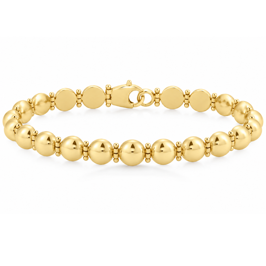 9ct Yellow Gold Bead Link Bracelet