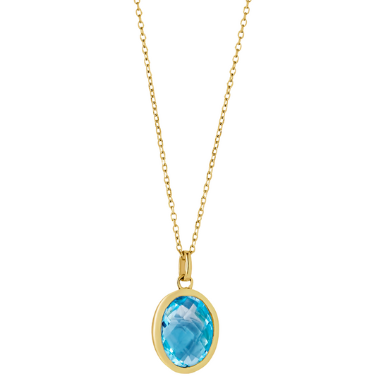 9ct Yellow Gold Blue Topaz Pendant