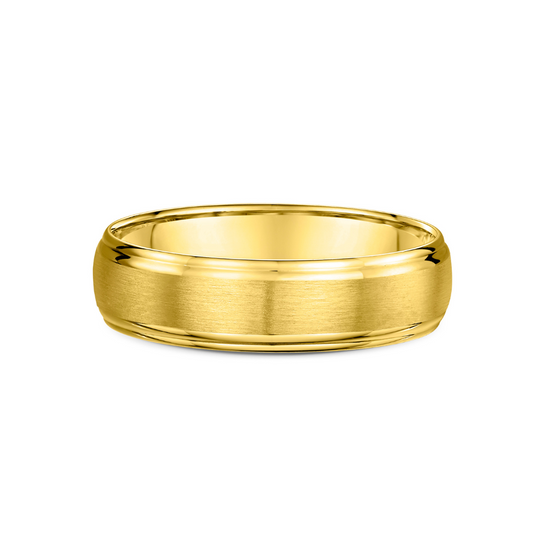 9ct Yellow Gold Brushed & Polished Wedding Band