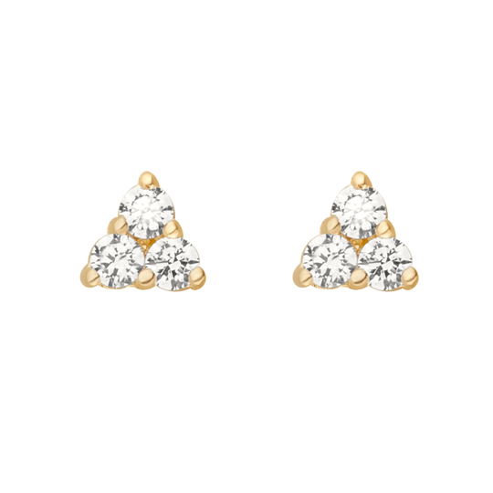 9ct Yellow Gold CZ Trilogy Studs