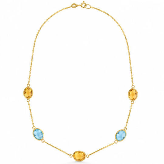 9ct Yellow Gold Citrine & Topaz Necklace