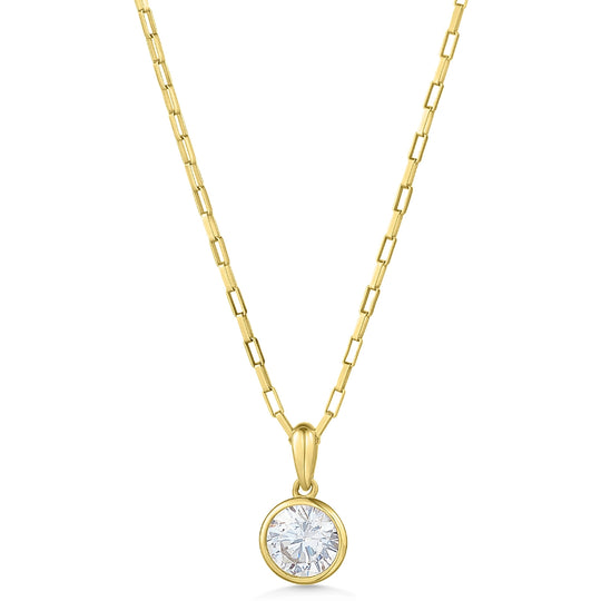 9ct Yellow Gold Bezel Set Cubic Zirconia Pendant