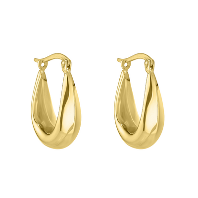 9ct Yellow Gold Curved Ovate Hoops 
