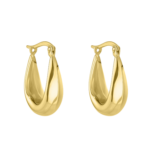 9ct Yellow Gold Curved Ovate Hoops