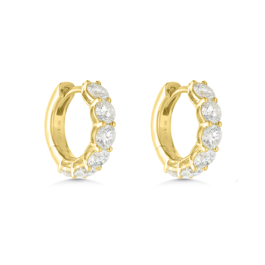 9ct Yellow Gold Diamond Hoops