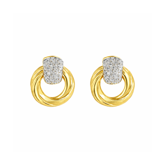 9ct Yellow Gold Diamond Swirl Studs