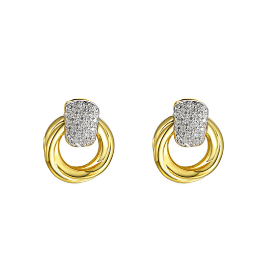 9ct Yellow Gold Diamond Swirl Studs