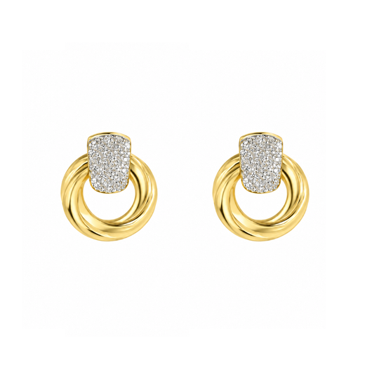 9ct Yellow Gold Diamond Swirl Studs