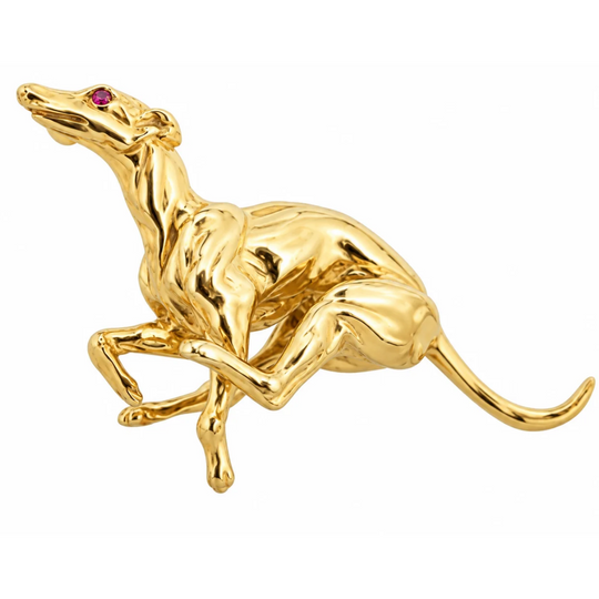 9ct Yellow Gold Greyhound Brooch