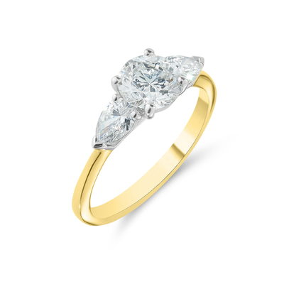 9ct Yellow Gold Lab Diamond Three Stone Ring