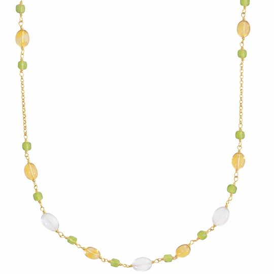 9ct Yellow Gold Multi Gemstone Necklace