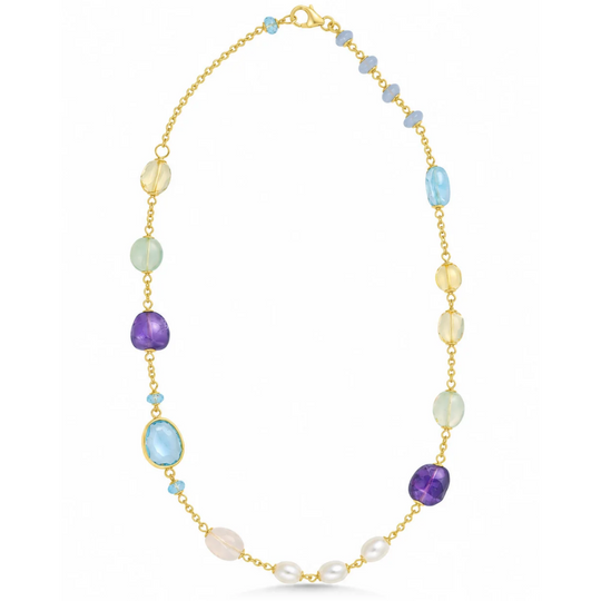 9ct Yellow Gold Multi Gemstone Necklace