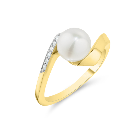 9ct Yellow Gold Pearl & Diamond Ring