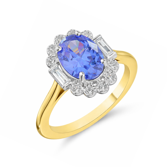 9ct Yellow Gold Sapphire Style Halo Ring