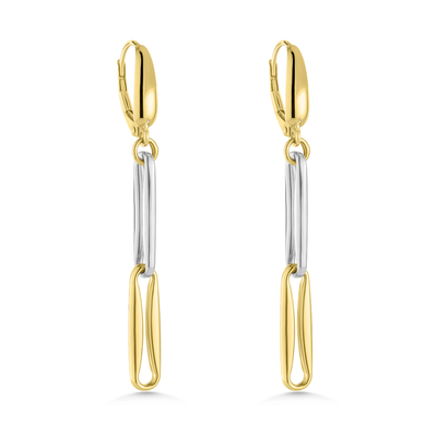 9ct Two-Tone Gold Link Drop Earrings