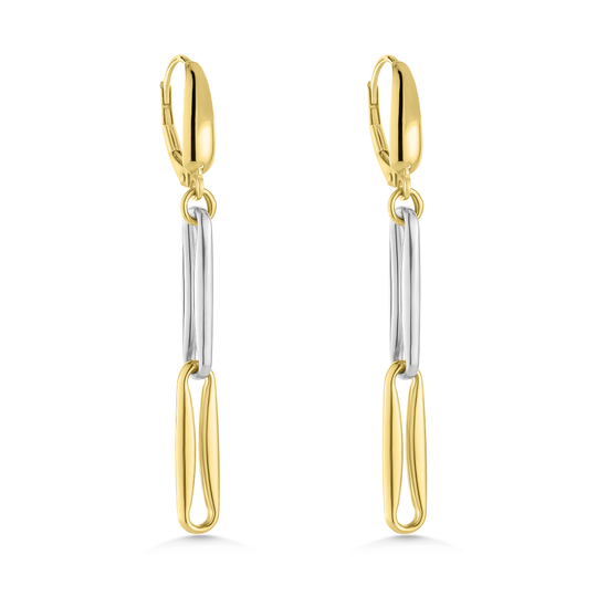 9ct Two Tone Gold Link Drop Earrings