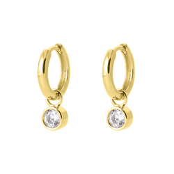 Gold Round Charm Hoops