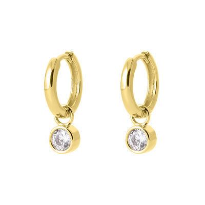 Gold Round Charm Hoops