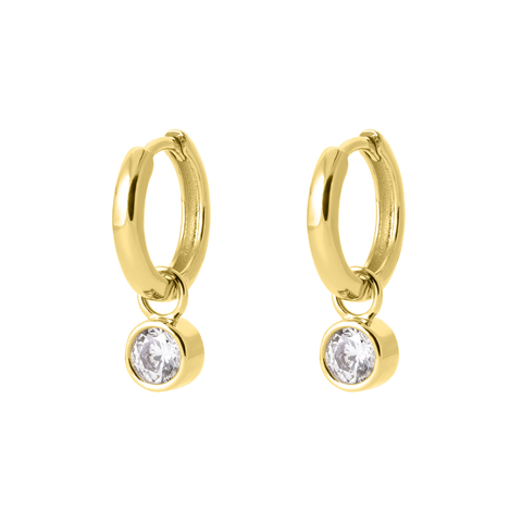 Gold Round Charm Hoops
