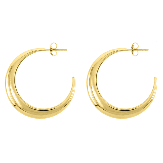 Gold Crescent Open Hoop Earrings