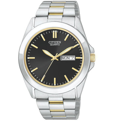 Citizen Quartz Black Dial Two Tone Stainless Steel Watch