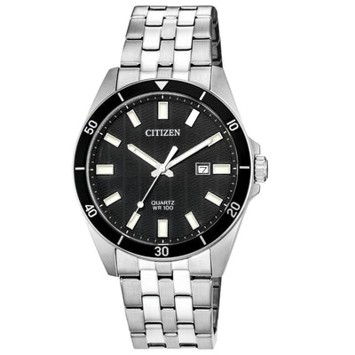 Citizen Quartz Black Dial Stainless Steel Watch