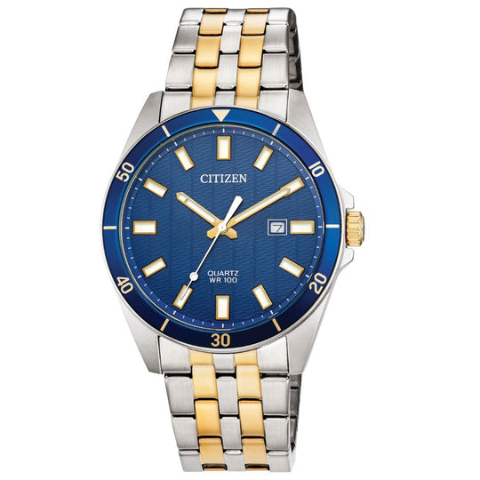 Gent's Citizen Quartz Blue Dial Stainless Steel Watch