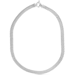 Silver chain necklace on a white background