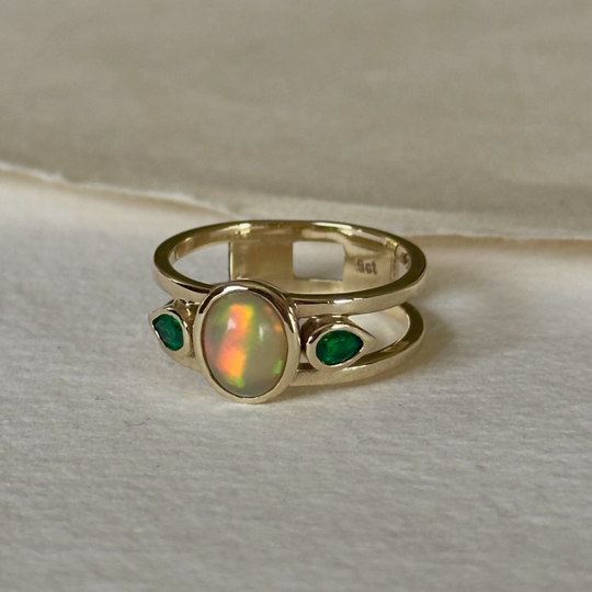 Bespoke Opal & Emerald Ring