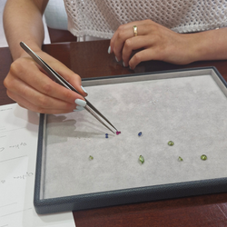 Client choosing gemstones