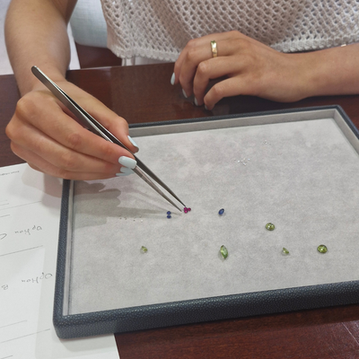 Client choosing gemstones