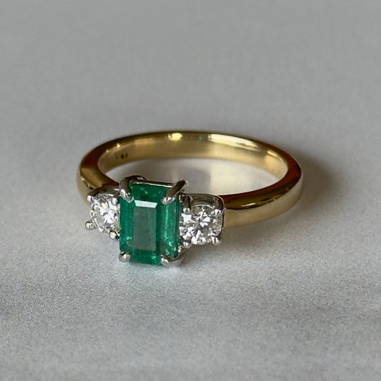 Bespoke Emerald & Diamond Trilogy Ring