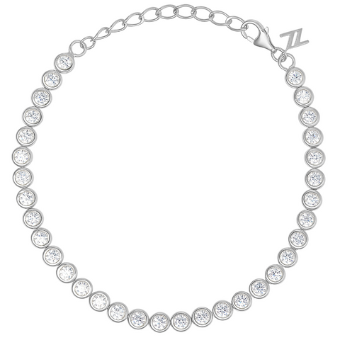 Bezel Set Silver Tennis Bracelet
