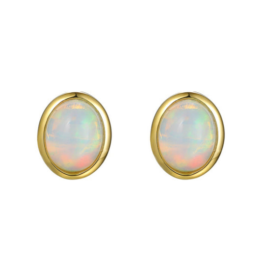 Bezel Set Opal Stud Earrings