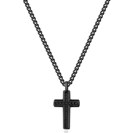 Blackened Stainless Steel Cross Pendant