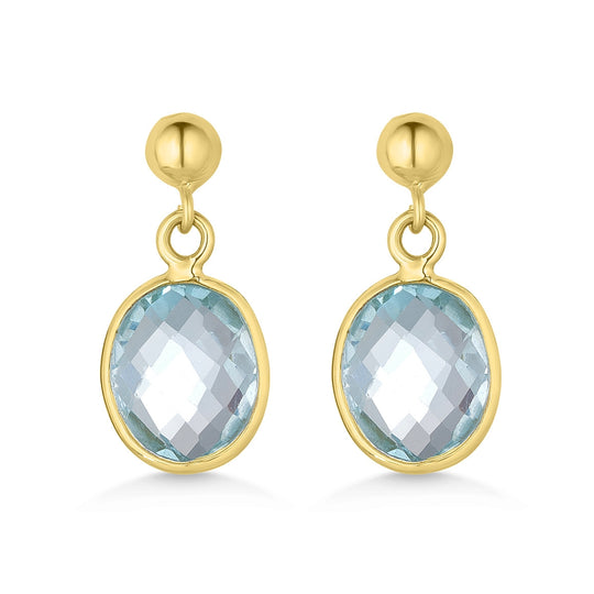 18ct Gold Blue Topaz Drop Earrings