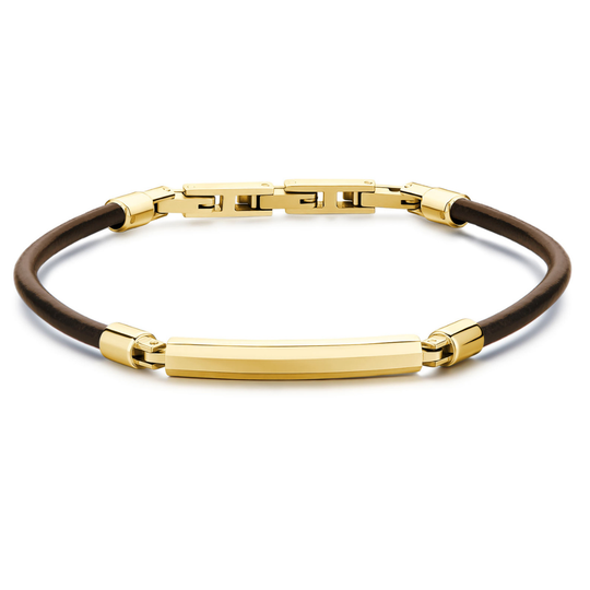 Brown Leather & Gold Bracelet