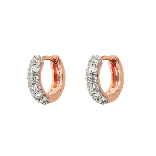 Golden Rosé CZ Hoop Earrings