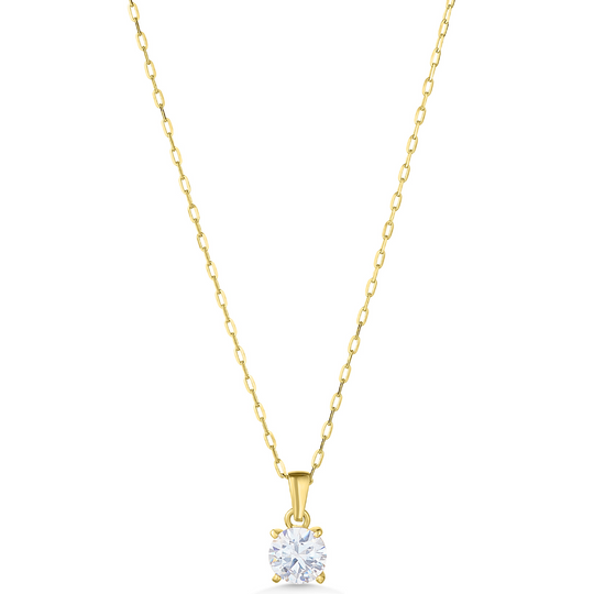 9ct Yellow Gold Claw Set Cubic Zirconia Pendant