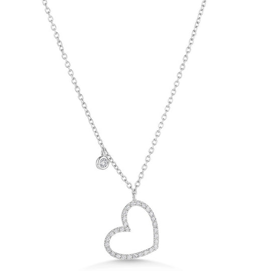 18ct White Gold Heart Charm Pendant