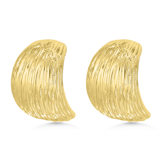 Gold Dome Ridge Oversized Stud Earrings