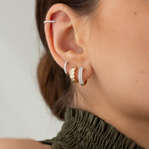 18ct White Gold Mini Diamond Hoop Earrings